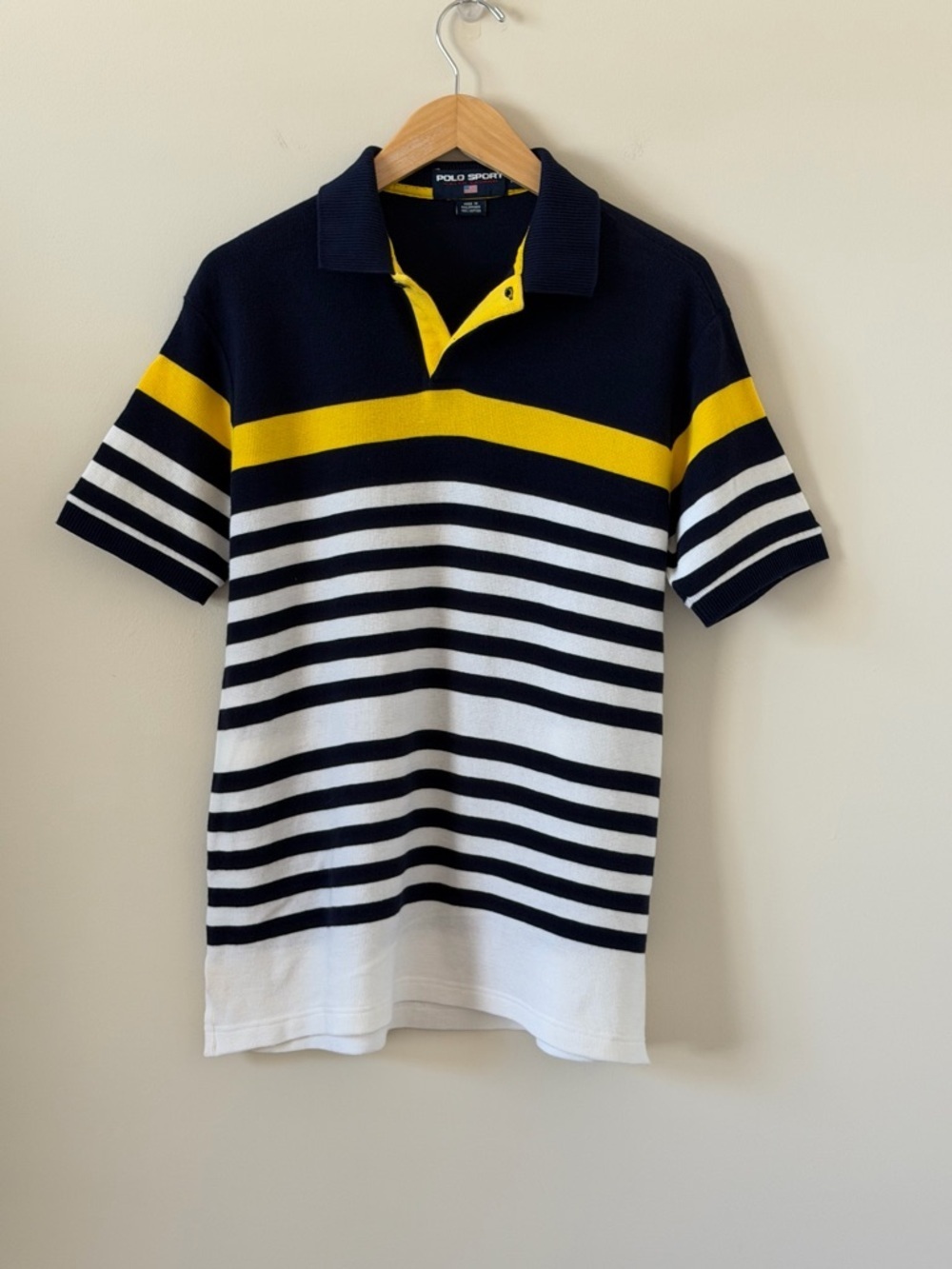 VTG Polo Sport Ralph Lauren Striped Polo Shirt Mens Cotton Classic 90s Size M - Picture 2 of 12